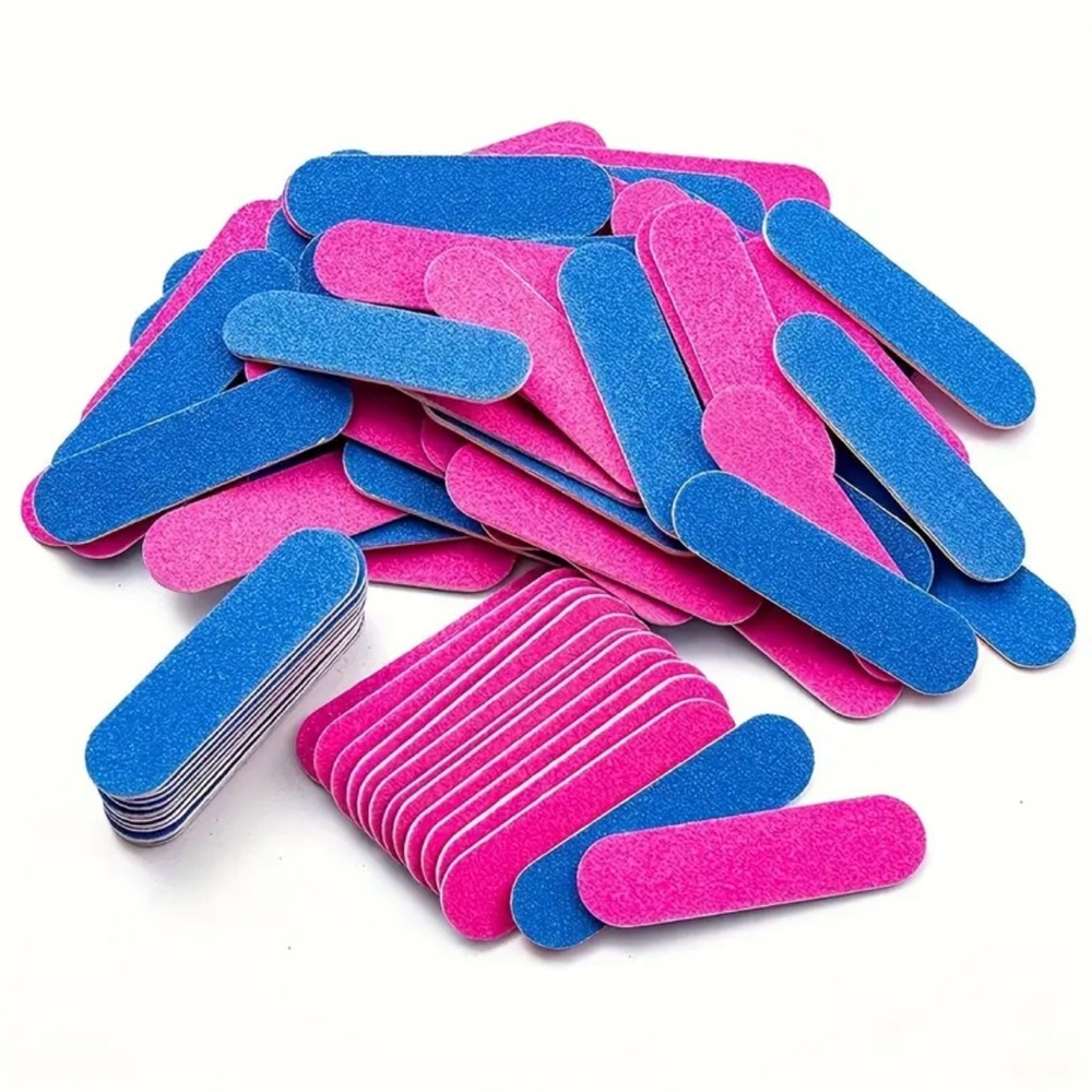 100 New Vibrant Pink and Blue Mini Nail Files - Home Party Supplies